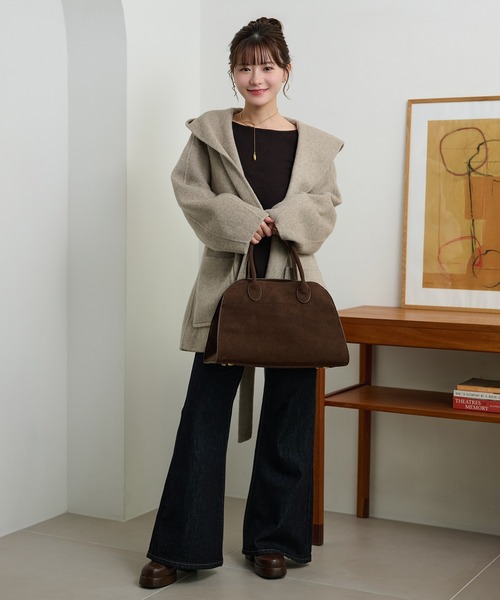 LAULEN（ローレン）の「cotton wool hooded middle coat /コットンウールフード付きミドルコート（その他アウター・レディース・チャコールグレー/マスタード/ベージュ・FREE）」の18枚目の写真