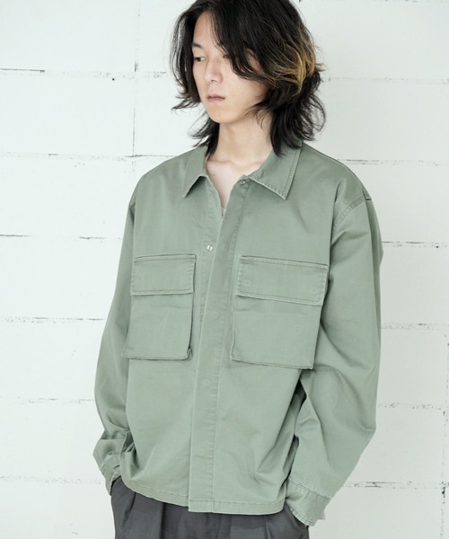 FIEVOLE（フィエボーレ）の「ミリタリーシャツジャケット（ブルゾン・メンズ・グレイッシュベージュ/カーキ・MEDIUM/LARGE）」の2枚目の写真