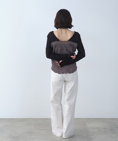 CODE A(コードエー)の「◆sensual lace sheer top(Tシャツ/カットソー・レディース・オフホワイト/グレー・00)」の7枚目の写真