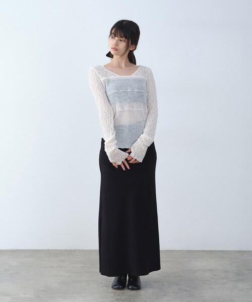 CODE A(コードエー)の「◆sensual lace sheer top(Tシャツ/カットソー・レディース・オフホワイト/グレー・00)」の8枚目の写真