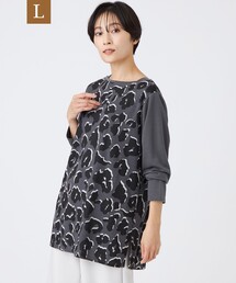 【L】【ウォッシャブル】ジオメトリックパンサーチュニックカットソー