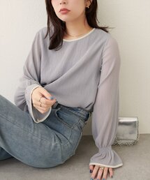 プリーツパイピングブラウス