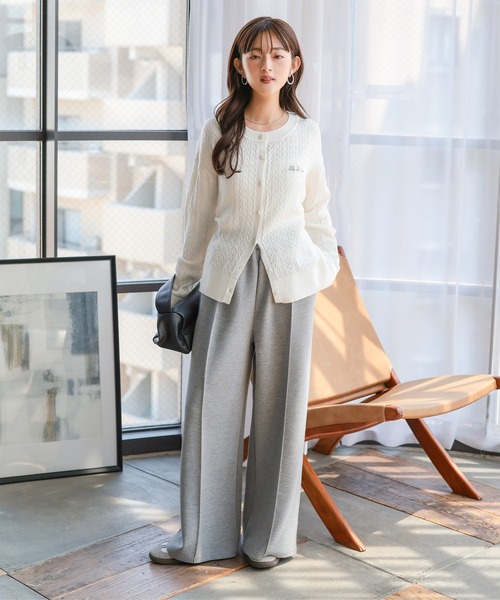 Petitle（プチレ）の「[ 低身長向けサイズ ] 選べる2丈 ダイバー裾ボタン2wayワイドパンツ（スウェットパンツ・レディース・ブラック/オフホワイト/グレー・M-Short/PM）」の13枚目の写真