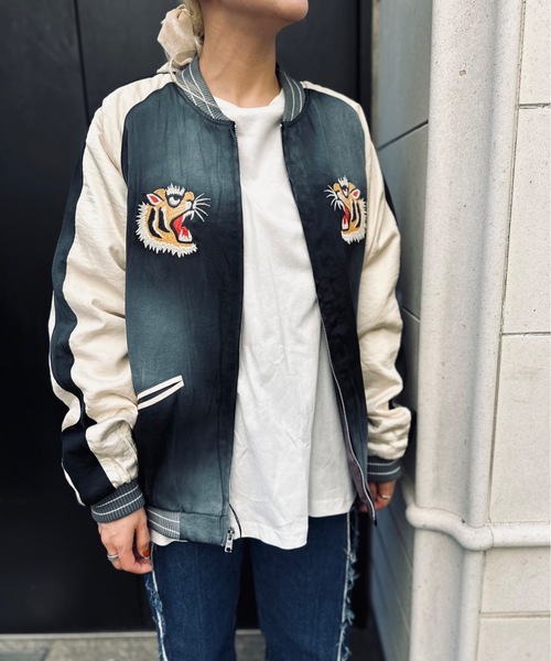 HOUSTON(ヒューストン)の「HOUSTON / USED FINISHING SOUVENIR JACKET(TIGER)/ 51543(スカジャン・レディース・ブルー/ブラック/グリーン・LARGE/X-LARGE)」の7枚目の写真