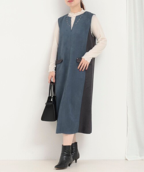 MICO COULIER(ミコクリエ)の「Wフェイスフェイクスエードワンピース(ワンピース・レディース・ブルー系その他/グレー系その他/レッド系その他・38)」の1枚目の写真