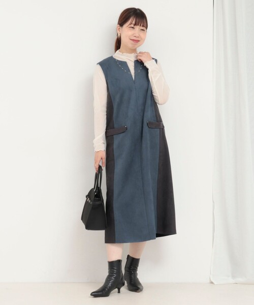 MICO COULIER(ミコクリエ)の「Wフェイスフェイクスエードワンピース(ワンピース・レディース・ブルー系その他/グレー系その他/レッド系その他・38)」の4枚目の写真