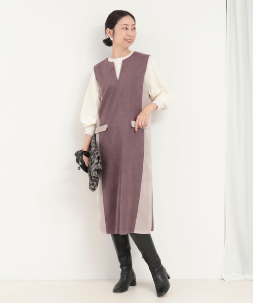 MICO COULIER(ミコクリエ)の「Wフェイスフェイクスエードワンピース(ワンピース・レディース・ブルー系その他/グレー系その他/レッド系その他・38)」の8枚目の写真