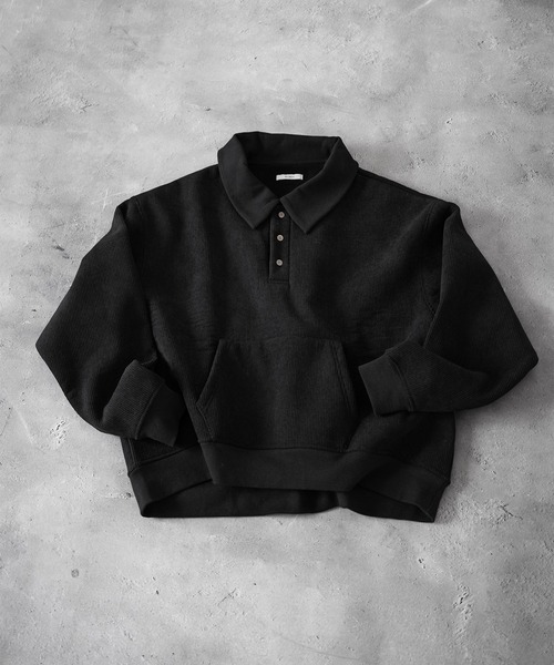 RUUBON（ルーボン）の「【RUUBON】fleece lined corduroy polo sweat / フリースラインドコーデュロイポロスウェット（スウェット・メンズ・グレー/ブラック・S/M/L）」の22枚目の写真