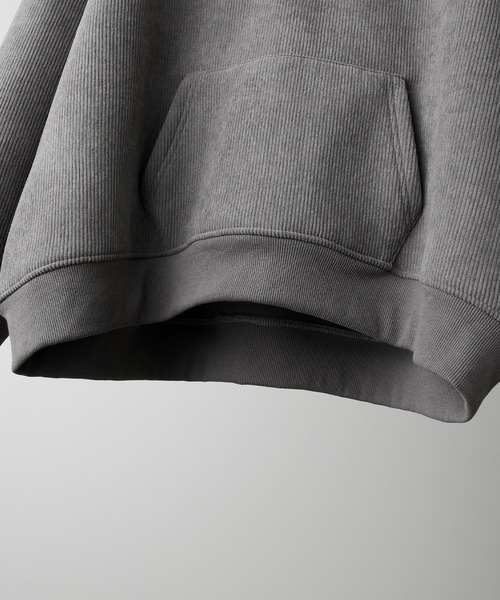 RUUBON（ルーボン）の「【RUUBON】fleece lined corduroy polo sweat / フリースラインドコーデュロイポロスウェット（スウェット・メンズ・グレー/ブラック・S/M/L）」の8枚目の写真