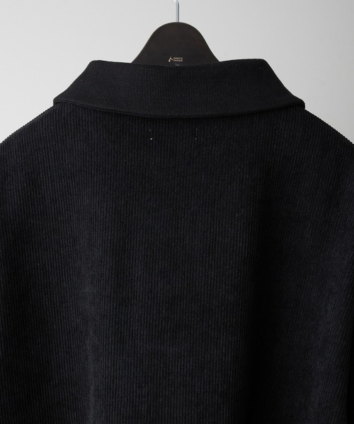 RUUBON（ルーボン）の「【RUUBON】fleece lined corduroy polo sweat / フリースラインドコーデュロイポロスウェット（スウェット・メンズ・グレー/ブラック・S/M/L）」の13枚目の写真