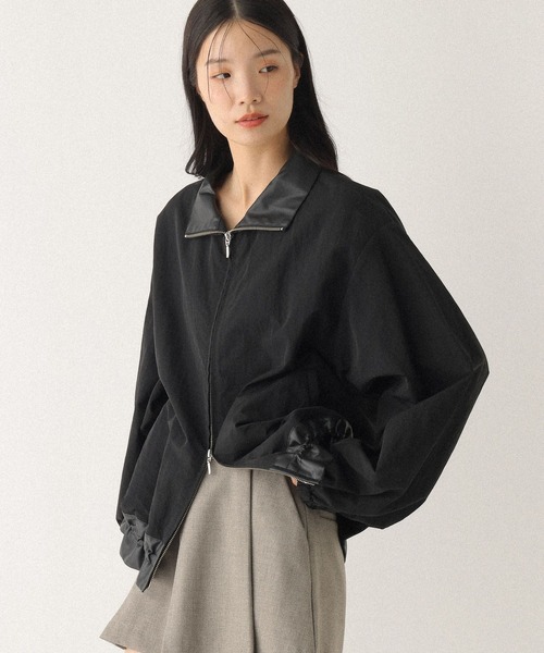 セール】フェイクレザー切り替えスタンドブルゾン 598403（ブルゾン