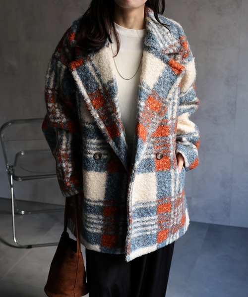 セール】オーバーサイズリングボアチェックコート《動画あり》（その他