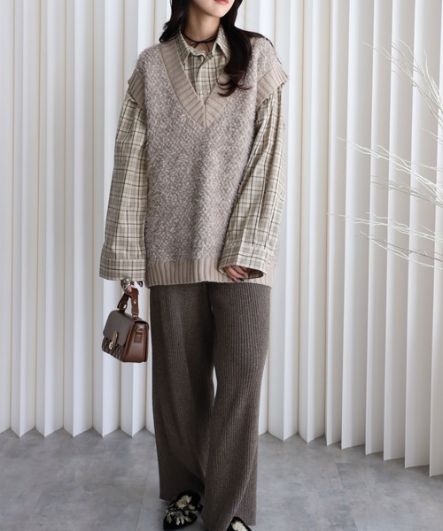 YENNA(イェンナ)の「【チェックオーバーシャツ】ワイドスリーブシャツ/ビックシャツ(シャツ/ブラウス・レディース・アイボリー/ブラック/ブラウン・FREE)」の15枚目の写真