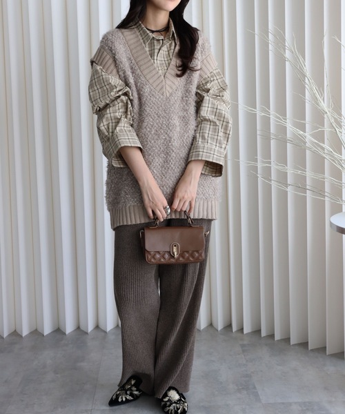 YENNA(イェンナ)の「【チェックオーバーシャツ】ワイドスリーブシャツ/ビックシャツ(シャツ/ブラウス・レディース・アイボリー/ブラック/ブラウン・FREE)」の12枚目の写真