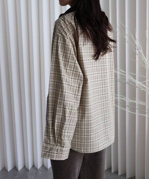 YENNA(イェンナ)の「【チェックオーバーシャツ】ワイドスリーブシャツ/ビックシャツ(シャツ/ブラウス・レディース・アイボリー/ブラック/ブラウン・FREE)」の11枚目の写真