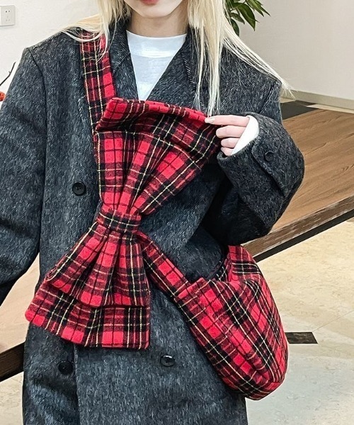 セール】BIGリボンチェック柄トートバッグ（トートバッグ）｜ViViDAY