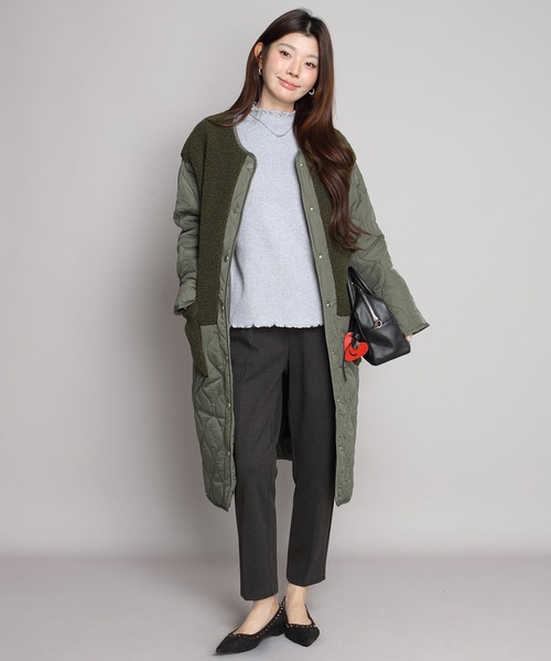 セール】ボアキルティングコート（ノーカラーコート）｜by LEGNA