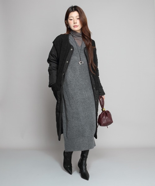 ボアキルティングコート（ノーカラーコート）｜by LEGNA（バイレグナ