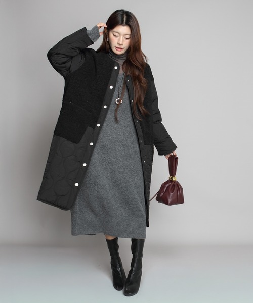 ボアキルティングコート（ノーカラーコート）｜by LEGNA（バイレグナ