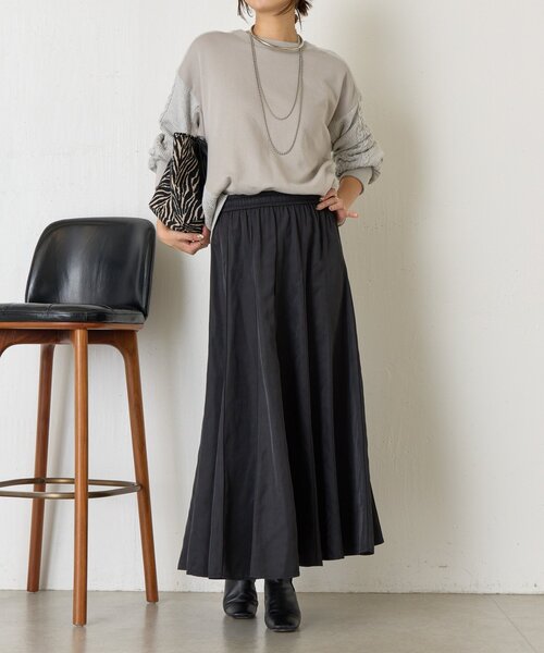 Jena espace merveilleux（ジェナ　エスパスメルヴェイユ）の「ナイロンピンタックフレアスカート（スカート・レディース・イエロー/ブラック/ライトグレー・FREE）」の4枚目の写真