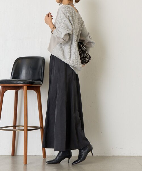 Jena espace merveilleux（ジェナ　エスパスメルヴェイユ）の「ナイロンピンタックフレアスカート（スカート・レディース・イエロー/ブラック/ライトグレー・FREE）」の6枚目の写真