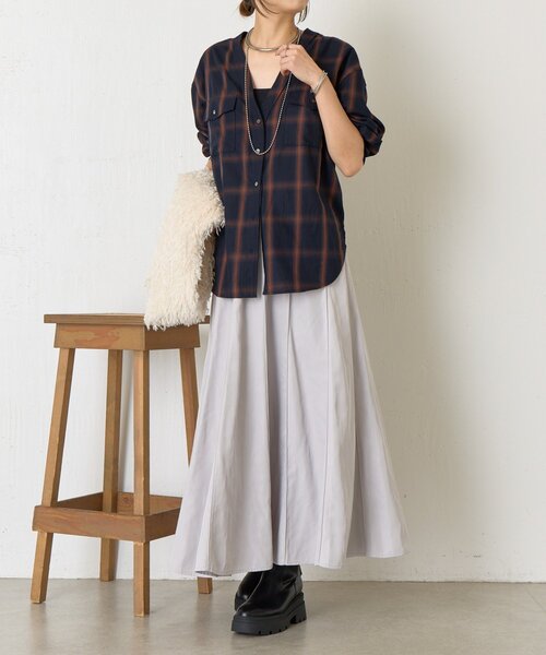 Jena espace merveilleux（ジェナ　エスパスメルヴェイユ）の「ナイロンピンタックフレアスカート（スカート・レディース・イエロー/ブラック/ライトグレー・FREE）」の13枚目の写真