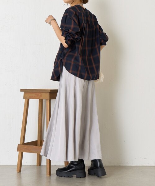 Jena espace merveilleux（ジェナ　エスパスメルヴェイユ）の「ナイロンピンタックフレアスカート（スカート・レディース・イエロー/ブラック/ライトグレー・FREE）」の14枚目の写真