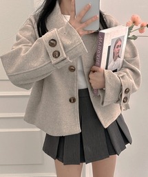 袖ベルトショート丈メルトンコート