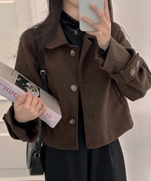袖ベルトショート丈メルトンコート