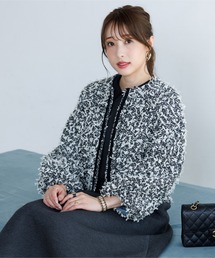 ホワイト フリンジ ノーカラージャケット 限定版 ノーカラージャケット（ホワイト/白色系・フリンジ