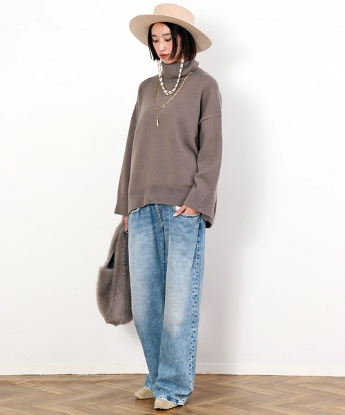 EVERYDAY I LIKE.（エヴリディアイライク）の「*ライトタートルニット（ニット/セーター・レディース・ウッド/ブラック・FREE）」の13枚目の写真
