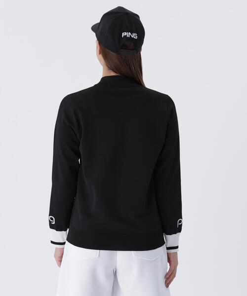 【ブラック】ハーフジップ袖ロゴジャカードニット <LADIES LINE> (LADIES) セール】【PING APPAREL】ハーフジップ袖ロゴジャカードニット