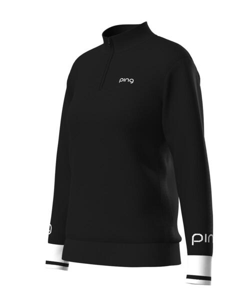 【ブラック】ハーフジップ袖ロゴジャカードニット <LADIES LINE> (LADIES) セール】【PING APPAREL】ハーフジップ袖ロゴジャカードニット