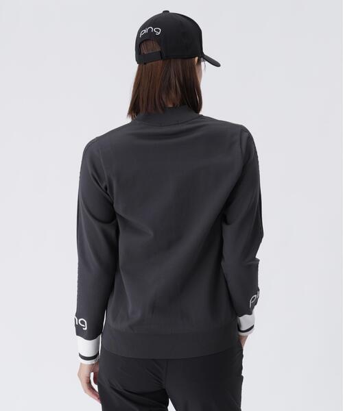 セール】【PING APPAREL】ハーフジップ袖ロゴジャカードニット