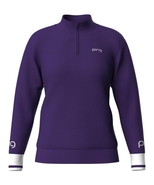 セール】【PING APPAREL】ハーフジップ袖ロゴジャカードニット