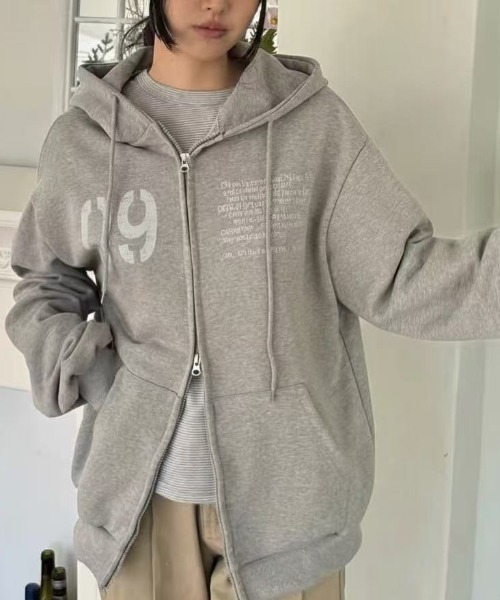 Lis ardent(リスアルダン)の「裏起毛ダブルジップフード付きスウェットアウター/4色展開(その他アウター・レディース・グレー/ホワイト/ブラウン/ネイビー・M)」の3枚目の写真