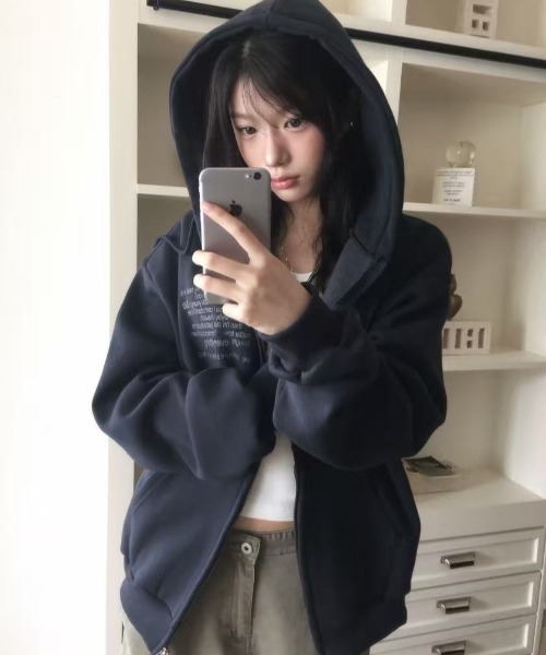 Lis ardent(リスアルダン)の「裏起毛ダブルジップフード付きスウェットアウター/4色展開(その他アウター・レディース・グレー/ホワイト/ブラウン/ネイビー・M)」の19枚目の写真