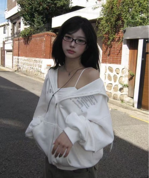 Lis ardent(リスアルダン)の「裏起毛ダブルジップフード付きスウェットアウター/4色展開(その他アウター・レディース・グレー/ホワイト/ブラウン/ネイビー・M)」の9枚目の写真
