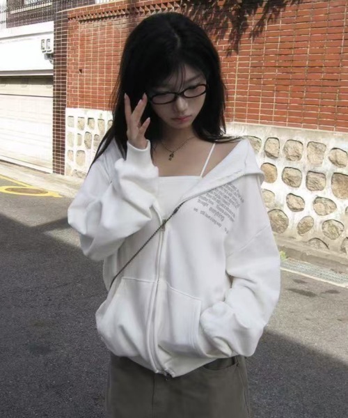 Lis ardent(リスアルダン)の「裏起毛ダブルジップフード付きスウェットアウター/4色展開(その他アウター・レディース・グレー/ホワイト/ブラウン/ネイビー・M)」の10枚目の写真