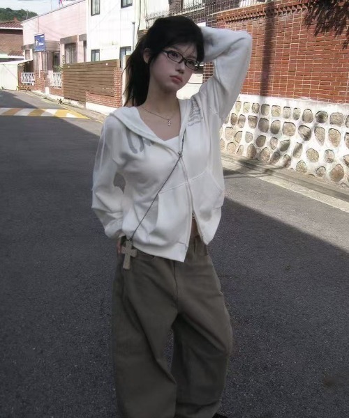 Lis ardent(リスアルダン)の「裏起毛ダブルジップフード付きスウェットアウター/4色展開(その他アウター・レディース・グレー/ホワイト/ブラウン/ネイビー・M)」の14枚目の写真