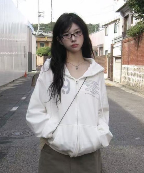 Lis ardent(リスアルダン)の「裏起毛ダブルジップフード付きスウェットアウター/4色展開(その他アウター・レディース・グレー/ホワイト/ブラウン/ネイビー・M)」の12枚目の写真