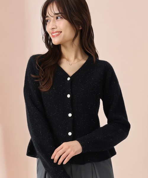 セール】2025秋冬新作 ぽこぽこVネックペプラムラメカーディガン