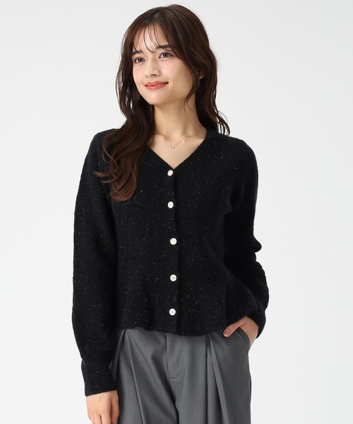 MISCH MASCH(ミッシュマッシュ)の「ぽこぽこVネックペプラムラメカーディガン(カーディガン/ボレロ・レディース・ブラック/アイボリー/モカ・フリ-)」の5枚目の写真