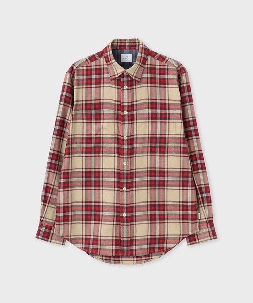 PS Paul Smith（ピーエスポールスミス）の「フランネルタータンチェック カジュアルシャツ / 252306 450Y（シャツ/ブラウス・メンズ・グリーン/ベージュ・SMALL/MEDIUM/LARGE/X-LARGE）」の2枚目の写真