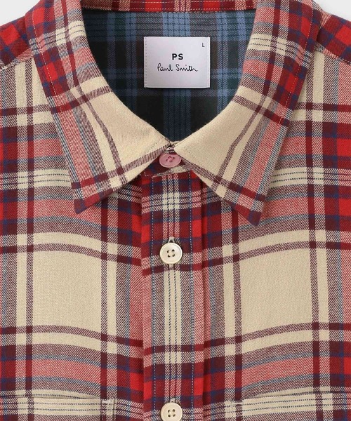 PS Paul Smith（ピーエスポールスミス）の「フランネルタータンチェック カジュアルシャツ / 252306 450Y（シャツ/ブラウス・メンズ・グリーン/ベージュ・SMALL/MEDIUM/LARGE/X-LARGE）」の3枚目の写真