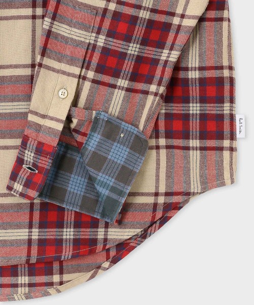 PS Paul Smith（ピーエスポールスミス）の「フランネルタータンチェック カジュアルシャツ / 252306 450Y（シャツ/ブラウス・メンズ・グリーン/ベージュ・SMALL/MEDIUM/LARGE/X-LARGE）」の4枚目の写真