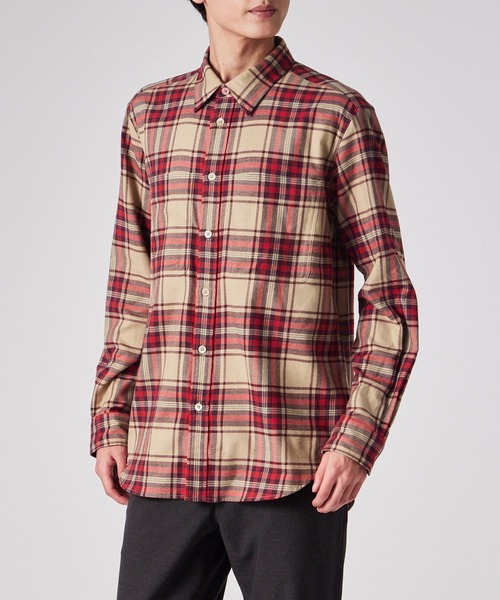 PS Paul Smith（ピーエスポールスミス）の「フランネルタータンチェック カジュアルシャツ / 252306 450Y（シャツ/ブラウス・メンズ・グリーン/ベージュ・SMALL/MEDIUM/LARGE/X-LARGE）」の8枚目の写真