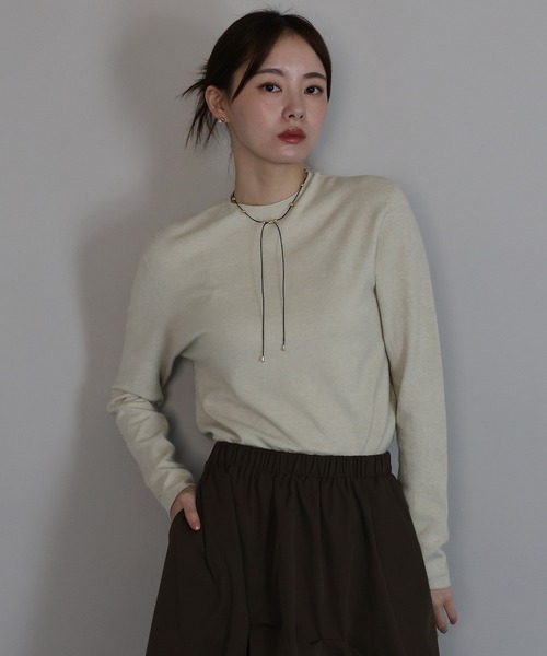 J by blue(ジェイバイブルー)の「ウール混ホールガーメントニット(ニット/セーター・レディース・ブラック/チャコールグレー/ベージュ/レッド・MEDIUM)」の7枚目の写真