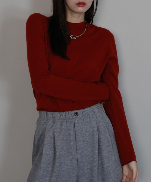 J by blue(ジェイバイブルー)の「ウール混ホールガーメントニット(ニット/セーター・レディース・ブラック/チャコールグレー/ベージュ/レッド・MEDIUM)」の12枚目の写真