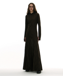 PARTIMENTO WOMEN（パルティメントウィメン）の「シアレースジャージフードパーカードレス_ブラウン（ワンピース）」